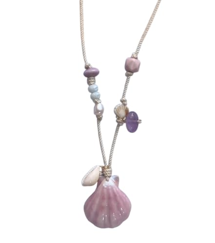Yakiki Handgefertigte Muschel-Seestern-Halskette, Muschelperle, Muschel, verstellbare Seillänge, Strandstil-Schmuck für Frauen, M, Muschel, Kein Edelstein Yakiki Handgefertigte Muschel-Seestern-Halskette, Muschelperle, Muschel, verstellbare Seillänge, Strandstil-Schmuck für Frauen, M, Muschel, Kein Edelstein von Yakiki