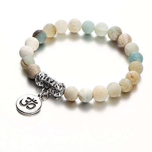 Yakiki Vintage OM Rune Strand Armbänder & Armreifen für Frauen Männer Naturstein Handgefertigte Armband Perlen Yoga Armband von Yakiki