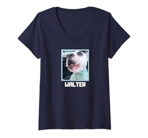 Damen Walter Geoffrey Der Frenchie T-Shirt mit V-Ausschnitt von Yakooza