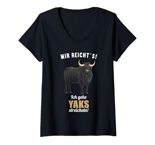 Damen Yaks Yak T-Shirt mit V-Ausschnitt Damen Yaks Yak T-Shirt mit V-Ausschnitt von Yaks Yak Tier Shop