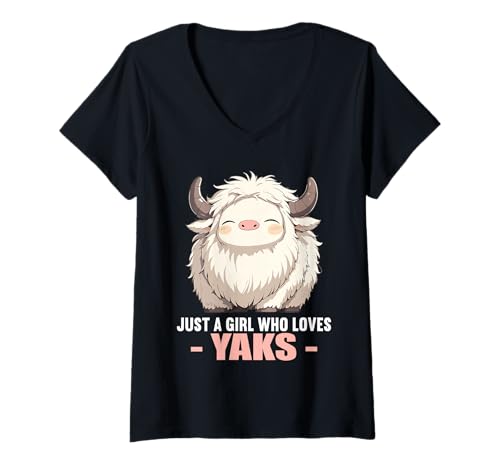 Damen Yaks Yak T-Shirt mit V-Ausschnitt Damen Yaks Yak T-Shirt mit V-Ausschnitt von Yaks Yak Tier Shop