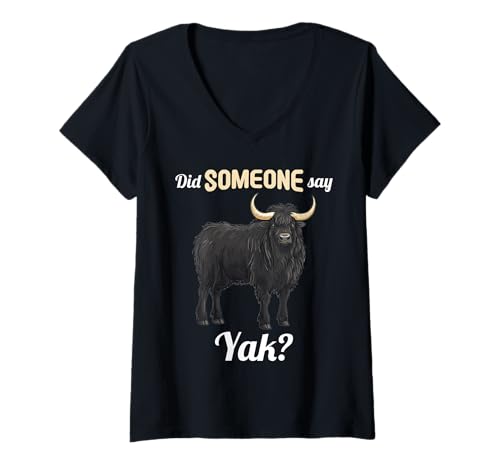 Damen Yaks Yak T-Shirt mit V-Ausschnitt Damen Yaks Yak T-Shirt mit V-Ausschnitt von Yaks Yak Tier Shop