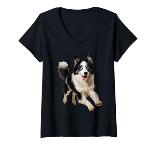 Damen Jakutische Laika T-Shirt mit V-Ausschnitt Damen Jakutische Laika T-Shirt mit V-Ausschnitt von Yakutian Laika Dog