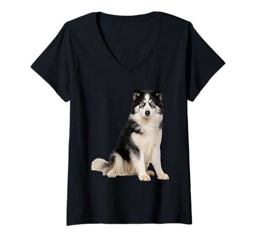 Damen Jakutische Laika T-Shirt mit V-Ausschnitt Damen Jakutische Laika T-Shirt mit V-Ausschnitt von Yakutian Laika Dog