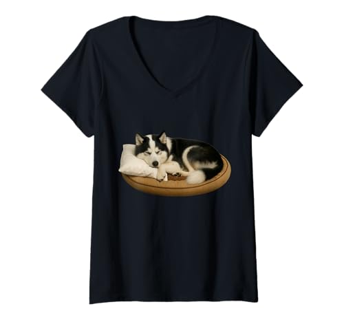 Damen Jakutische Laika T-Shirt mit V-Ausschnitt Damen Jakutische Laika T-Shirt mit V-Ausschnitt von Yakutian Laika Dog