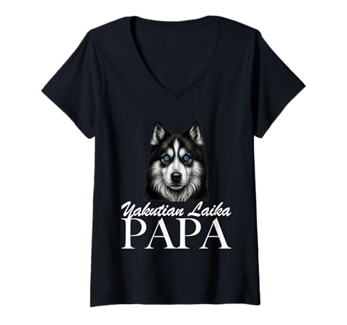 Damen Vater von Laika aus Jakutien T-Shirt mit V-Ausschnitt Damen Vater von Laika aus Jakutien T-Shirt mit V-Ausschnitt von Yakutian Laika Papa