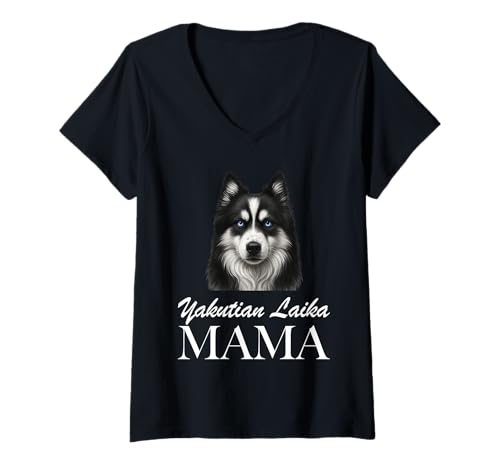 Damen Die jakutische Laika Mama T-Shirt mit V-Ausschnitt Damen Die jakutische Laika Mama T-Shirt mit V-Ausschnitt von Yakutskaya Laika Mom