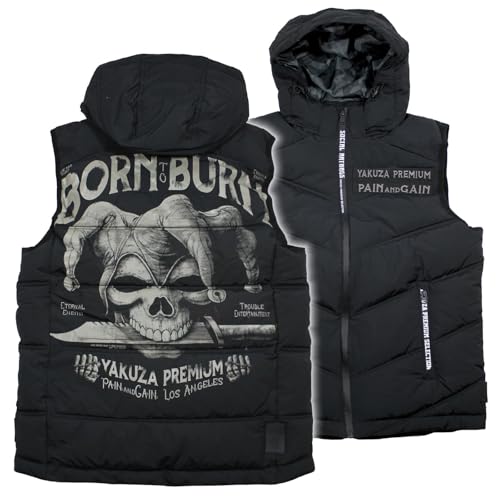 Yakuza Premium Herren Weste 3966 schwarz mit Kapuze von Yakuza Premium