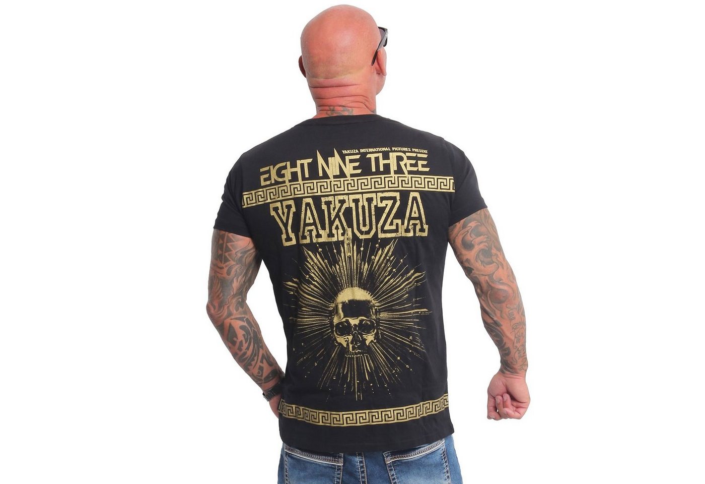 YAKUZA T-Shirt VIP Aztecs mit goldenem Metallic-Print von YAKUZA