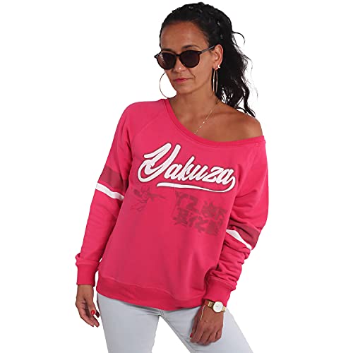 Yakuza Damen 893 College Wide Crew Neck Pullover Sweatshirt, Rose Red, XS von Yakuza