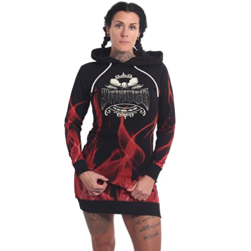 Yakuza Damen Burn It Hoodie Kleid, Schwarz,XS von Yakuza