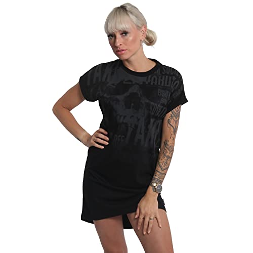 Yakuza Damen Dark Skull T-Shirt Kleid, Schwarz, XS von Yakuza