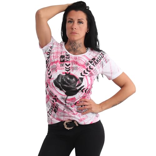 Yakuza Damen Electric Rose Crew Neck T-Shirt, Weiß,XS von Yakuza