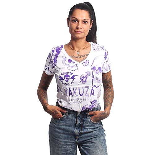 Yakuza Damen Eye Allover V-Neck T-Shirt, Weiß, L von Yakuza