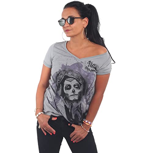 Yakuza Damen Eye V02 V-Neck T-Shirt, Monument, XS von Yakuza