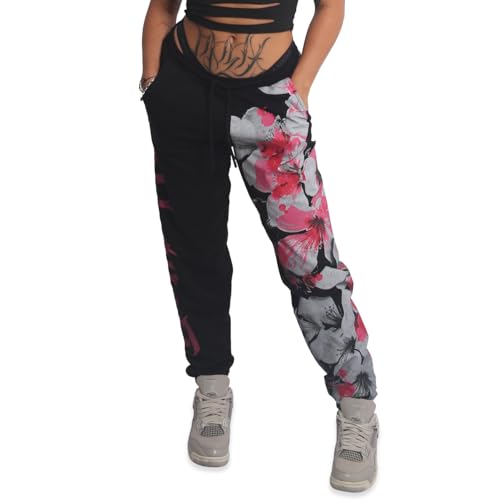 Yakuza Damen Flower Style V02 Loose Jogginghose, Schwarz, 3XL von Yakuza