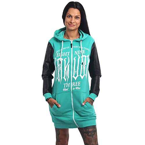 Yakuza Damen Metal Claim Two Face Long Kapuzenjacke, Turquoise Melange, S von Yakuza