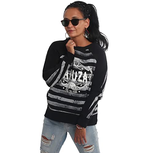 Yakuza Damen Rose Claim Stripe Pullover, Schwarz, S von Yakuza