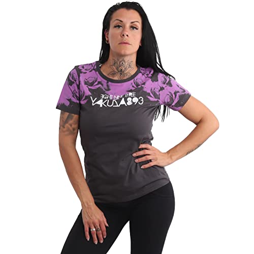 Yakuza Damen Roses Crew Neck T-Shirt, Rabbit,XS von Yakuza