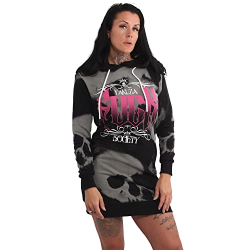 Yakuza Damen Shadow Skull Hoodie Kleid, Schwarz,XS Yakuza Damen Shadow Skull Hoodie Kleid, Schwarz,XS von Yakuza