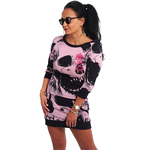 Yakuza Damen Skull Allover Hooded T-Shirt Kleid, Parisian Night, XL von Yakuza