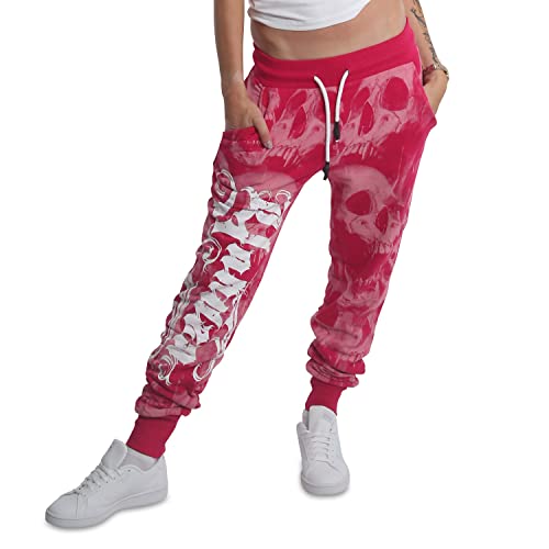 Yakuza Damen Skull Allover Jogginghose, Rose Red, S von Yakuza