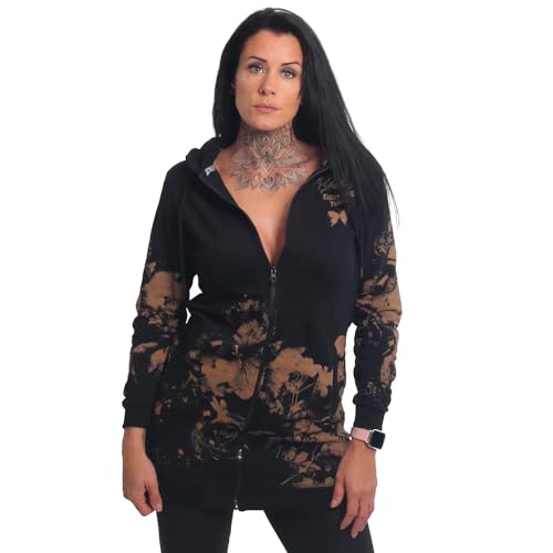 Yakuza Damen Wild Flowers Long Kapuzenjacke, Schwarz, M von Yakuza