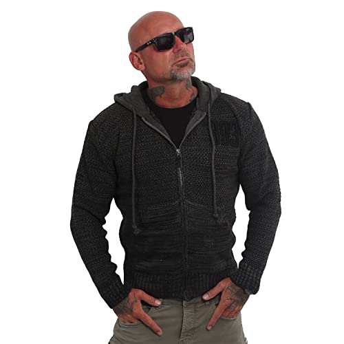 Yakuza Herren 893Metal Knit Kapuzenjacke, Dunkelgrau Meliert, S von Yakuza