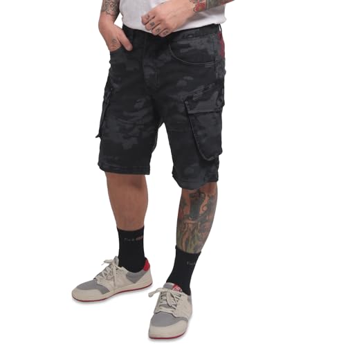 Yakuza Herren Ancient Cargo Shorts, Camouflage Grey, 31W von Yakuza