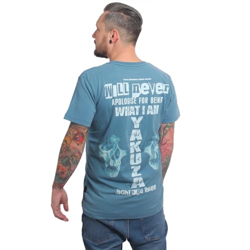 Yakuza Herren Apologise T-Shirt, Mallard Blue, 3XL von Yakuza