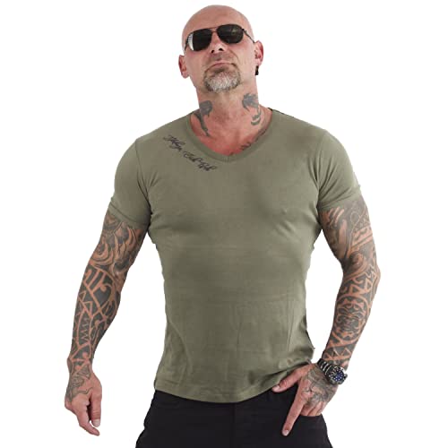 Yakuza Herren Basic Line V-Neck T-Shirt, Grape Leaf, 3XL von Yakuza