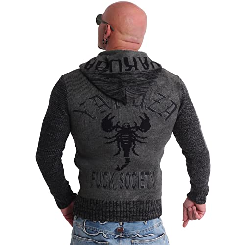 Yakuza Herren Cartel Knit Kapuzenjacke, Dunkelgrau Meliert, S von Yakuza