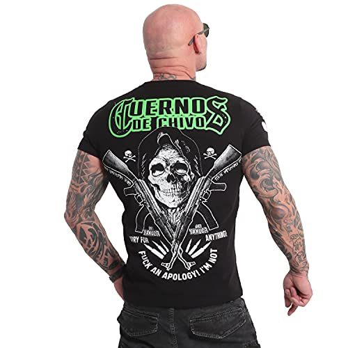 Yakuza Herren Cuernos De Chivo V02 T-Shirt, Schwarz, XXL von Yakuza