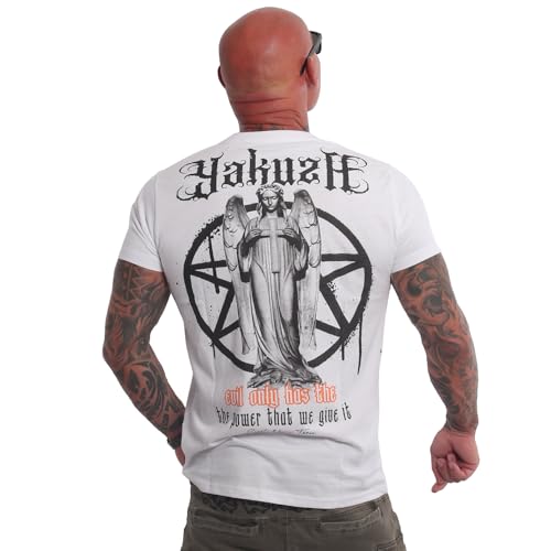 Yakuza Herren Evil Only T-Shirt, Weiß, 4XL von Yakuza