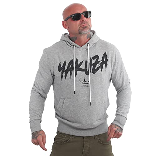 Yakuza Herren Fat Tag Kapuzenpullover, Hellgrau Meliert, 3XL von Yakuza