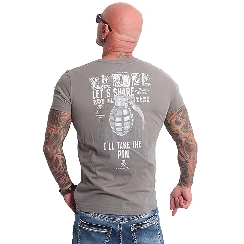 Yakuza Herren Grenade T-Shirt, Steel Gray, 3XL von Yakuza