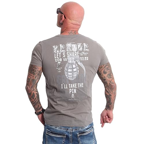 Yakuza Herren Grenade T-Shirt, Steel Gray, M von Yakuza