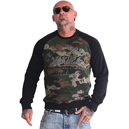 Yakuza Herren History Raglan Pullover Sweatshirt, Camouflage, 5XL von Yakuza