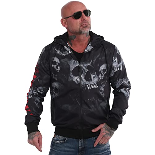 Yakuza Herren Muerte Skull V02 Windbreaker, Schwarz, S von Yakuza