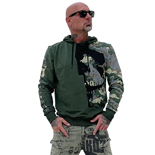 Yakuza Herren Rising Skull Kapuzenpullover, Kombu Green, L von Yakuza