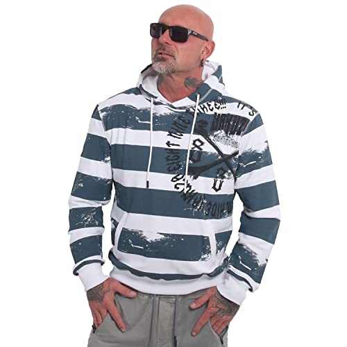 Yakuza Herren Scary Stripes Kapuzenpullover, Weiß/Blau, 4XL von Yakuza