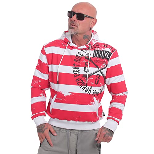 Yakuza Herren Scary Stripes Kapuzenpullover, Weiß/Rot, 4XL von Yakuza