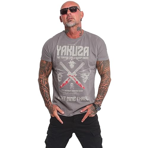 Yakuza Herren Sharp Knife T-Shirt, Steel Gray, 3XL von Yakuza