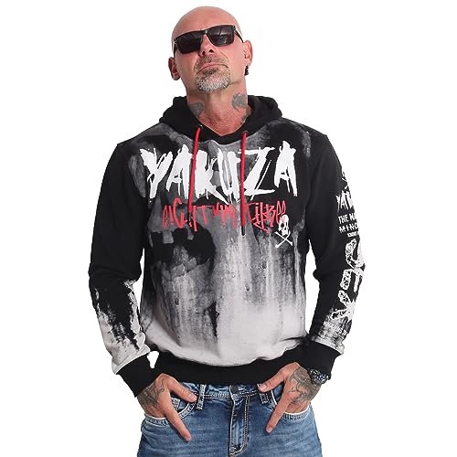 Yakuza Herren Skull Tag Kapuzenpullover, Schwarz, 5XL von Yakuza