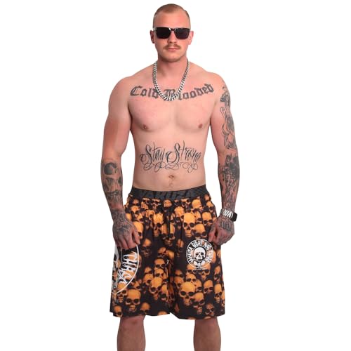 Yakuza Herren Skull Theme Badeshorts, Bunt, 4XL von Yakuza