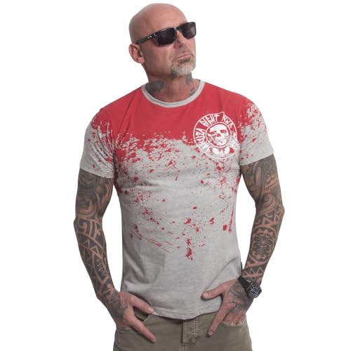 Yakuza Herren Splash Allover T-Shirt, Grau/Rot, L von Yakuza
