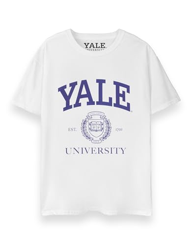 Yale University Erwachsenen-T-Shirt | Weißes Kurzarm-Universitätsgrafik-T-Shirt für Männer & Frauen | Collegiate Varsity School Emblem Bekleidung Top | Amerikanisches College-Merchandise von Yale University