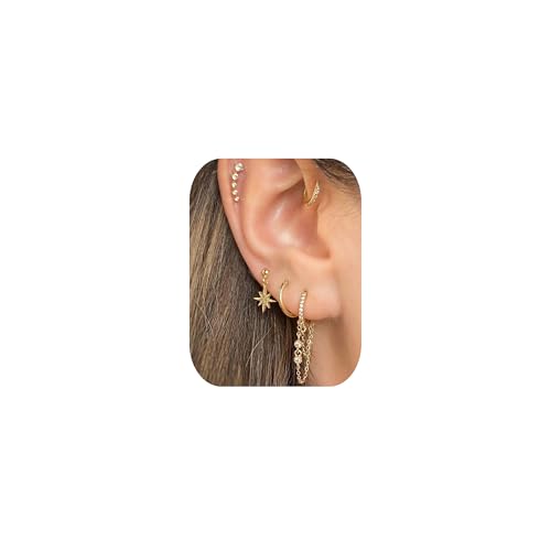 Ohrringe Silber 925 Set für Damen 14K Vergoldet Ohrstecker Zirkonia Stapelbar Hypoallergene Goldene Ohrringe Klein Creolen Ohrringe Mehrere Piercings Ohrlöcher Schmuck Ohrringe Silber 925 Set für Damen 14K Vergoldet Ohrstecker Zirkonia Stapelbar Hypoallergene Goldene Ohrringe Klein Creolen Ohrringe Mehrere Piercings Ohrlöcher Schmuck von Yalimaza