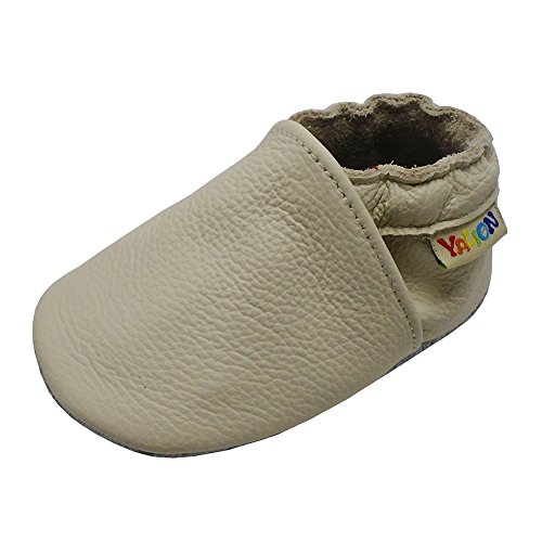 YALION Baby Weicher Leder Lauflernschuhe Krabbelschuhe Babyschuhe Babyhausschuhe(Beige,EU 22/23=L) von YALION