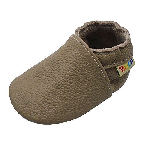 YALION Baby Weicher Leder Lauflernschuhe Krabbelschuhe Babyschuhe Babyhausschuhe(Dunkelbeige,EU 20/21=M) von YALION